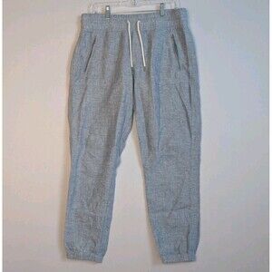 Athleta Cabo Linen Jogger Pants Womens Size 10 Chambray Blue Drawstring Coastal